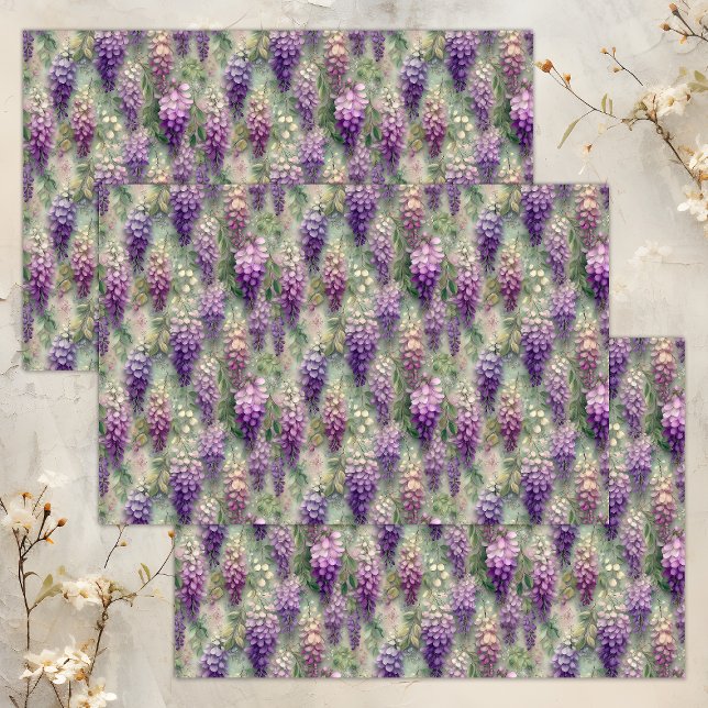 PAPEL ROMÂNTICO DE TECIDOS DE DESCOPÁGIO DA WISTER (ROMANTIC WISTERIA DECOUPAGE TISSUE PAPER)