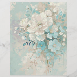 Papel Romântico para Escrapbook Floral - Chique