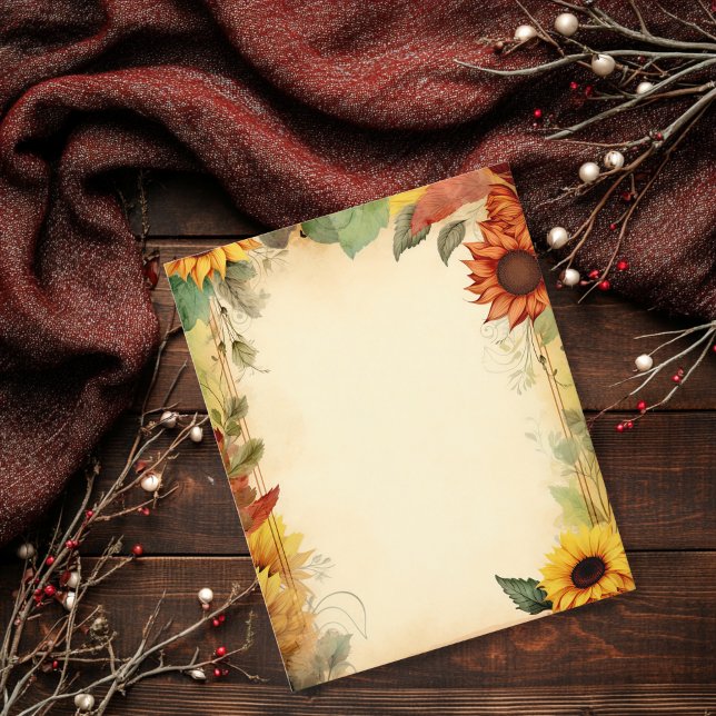 Papel Sapbook Vintage Yellow Orange Sunflower (Criador carregado)