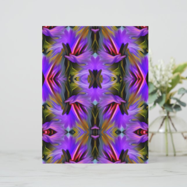 Papel Scrapbook Abstrato de pincel azul roxo (Em pé/Frente)