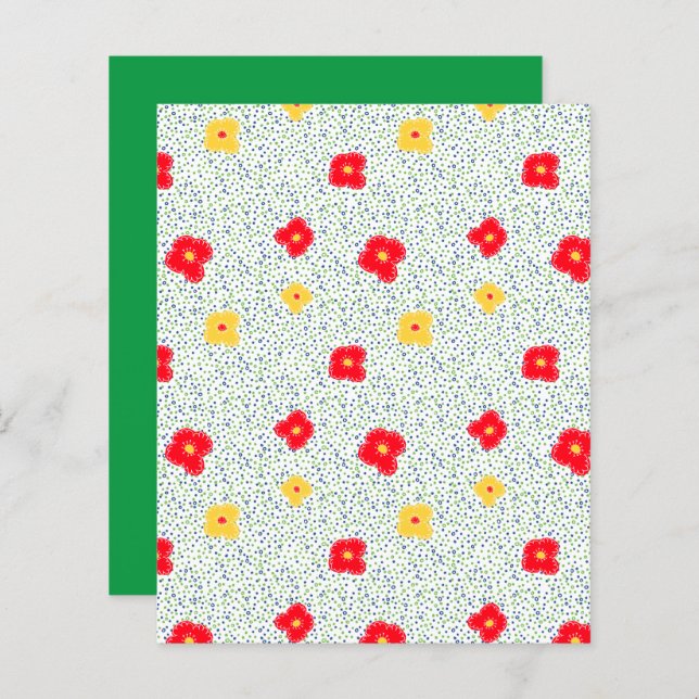 Papel scrapbook círculos e pontos verdes e azuis (Frente/Verso)