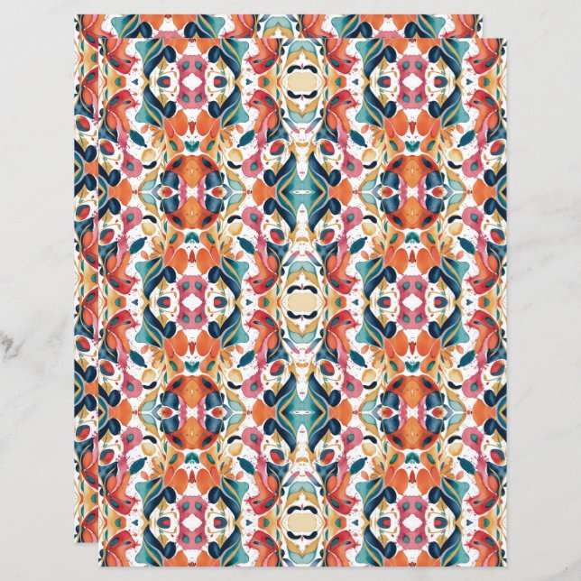 Papel Scrapbook com Abstrato de Aquarela 18 (Frente/Verso)