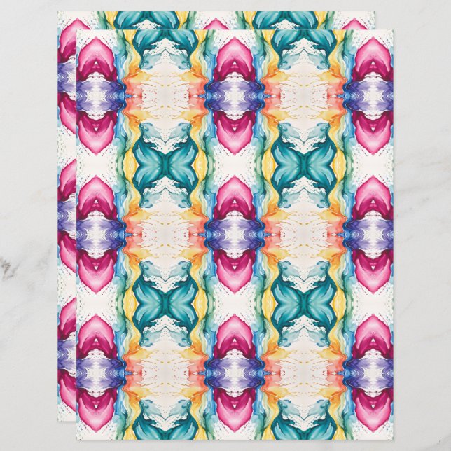 Papel Scrapbook com Abstrato de Aquarela 22 (Frente/Verso)