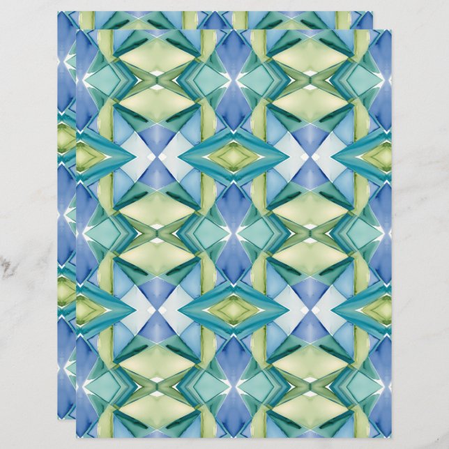 Papel Scrapbook com Abstrato de Aquarela 27 (Frente/Verso)