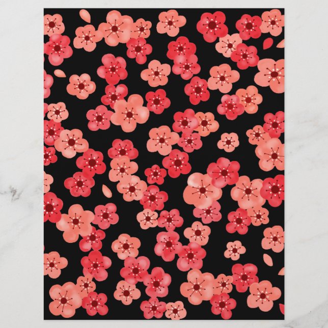 Papel Scrapbook com Blossomas de Cereja (Frente)