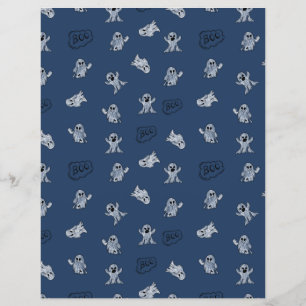 Papel Scrapbook com Fantasma Boo do Halloween Azul