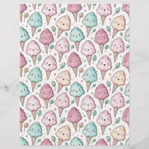 Papel scrapbook com padrão de algodão doce kawaii