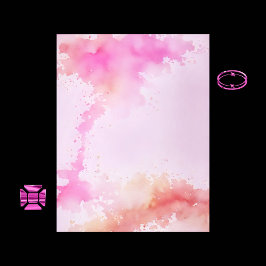 Papel Scrapbook Cor de Água Rosa e Dourada