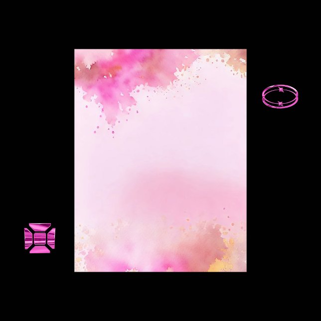 Papel Scrapbook Cor de Água Rosa e Dourada (Criador carregado)