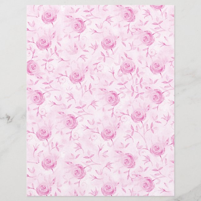 Papel Scrapbook Damask Blush Blush Roses Rosa Flor (Frente)