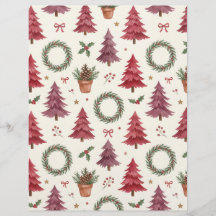 Papel Scrapbook de Árvores de Natal e Grinaldas Bo