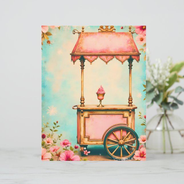 Papel scrapbook de carrinho de sorvete estilo anti (Em pé/Frente)