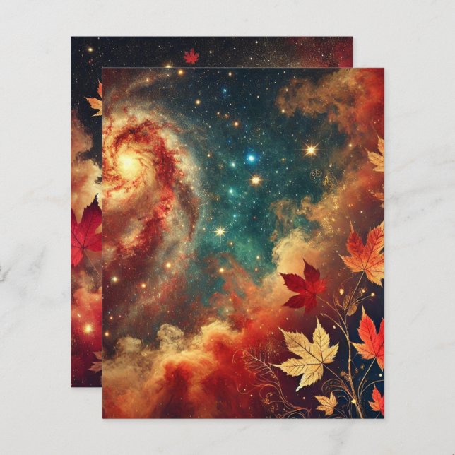 Papel Scrapbook de Chá Galáxia Automática Nebula (Frente/Verso)