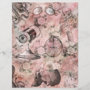Papel Scrapbook de Colagem Estampada Rosa