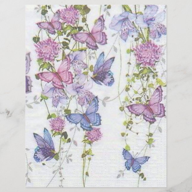 Papel Scrapbook de Decoupage de Borboletas Azuis L (Frente)