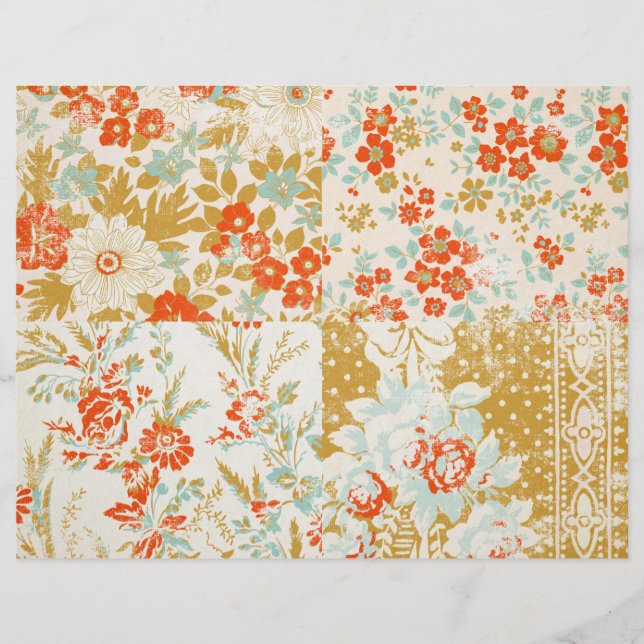 Papel Scrapbook de Diário Floral com Distância (Frente)