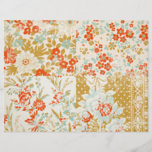 Papel Scrapbook de Diário Floral com Distância