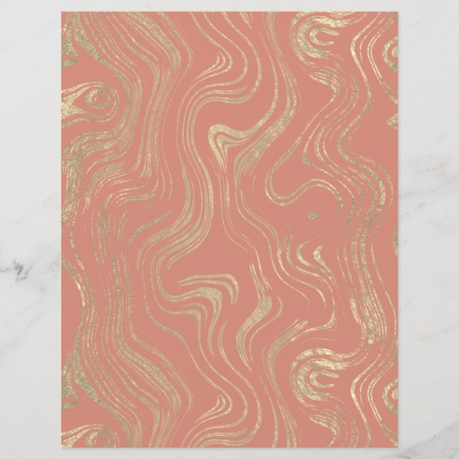 Papel Scrapbook De Folha De Ouro Marbado (Frente)
