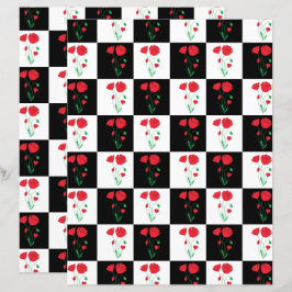 Papel Scrapbook de Placa de Verificação Poppy