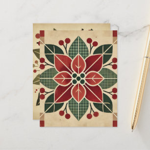 Papel Scrapbook de Poinsettia Foloral Retro