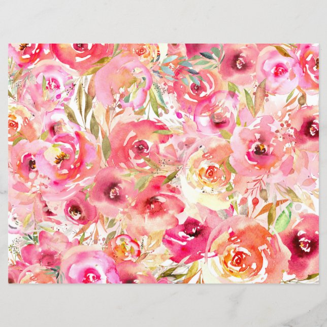 Papel Scrapbook de Primavera rosa (Frente)