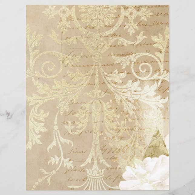Papel Scrapbook De Script Floral De Ornamentado Do (Frente)