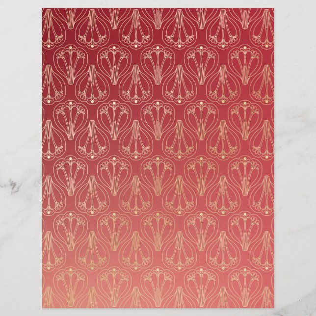 Papel Scrapbook de Textura de Damasco Elegante (Frente)
