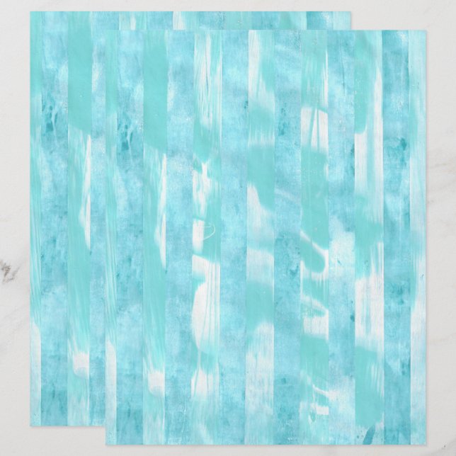 Papel Scrapbook De Turquesa Teal Com Listras Varie (Frente/Verso)