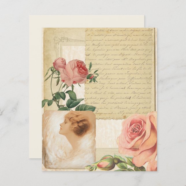 Papel Scrapbook Delicado Rosa Vintage (Frente/Verso)