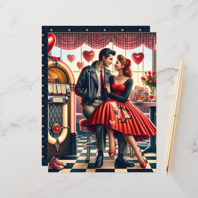 Papel Scrapbook do Namorados do Dinheiro do 50 (Frente/Verso In Situ)