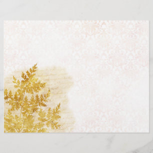 Papel Scrapbook Elegante Dourado Foliage & Damask