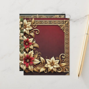 Papel Scrapbook Elegante Dourado Poinsettia