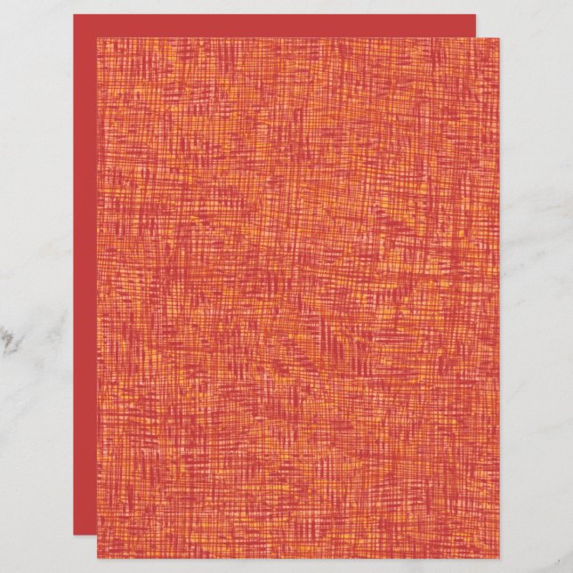 Papel Scrapbook em Linhas Amarelas Vermelhas (Frente/Verso)