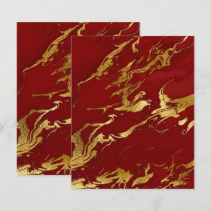 Papel Scrapbook Faux Marble, Dourado Vermelho Eleg