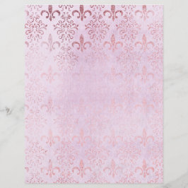 Papel Scrapbook Fleur de Lis Rosa Dourado