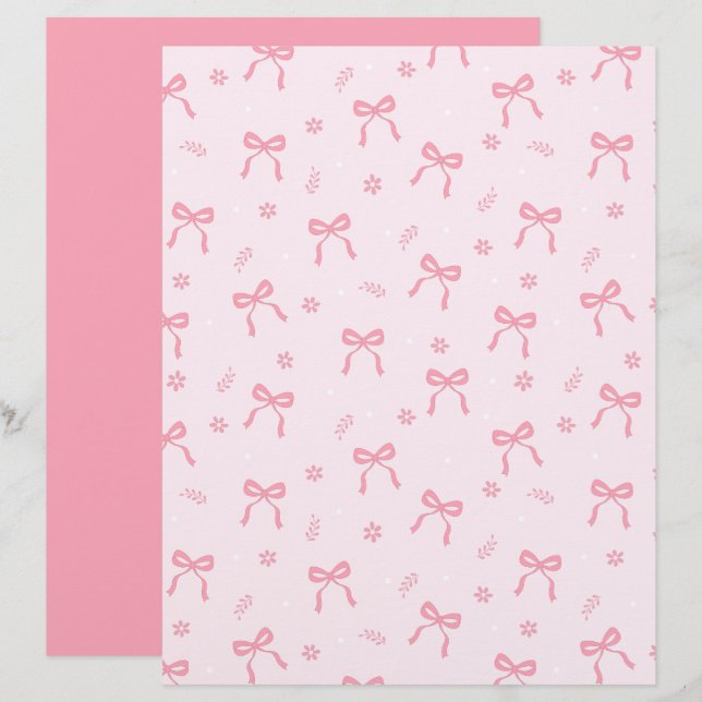 Papel Scrapbook Laços e Flores Coquete Adorável (Frente/Verso)