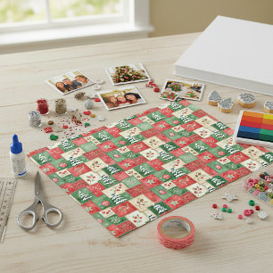 Papel scrapbook natalino patchwork country