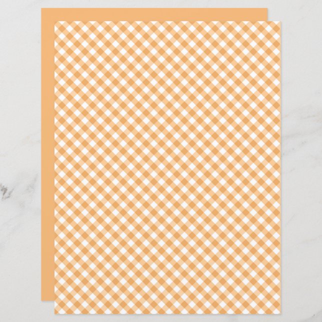 Papel Scrapbook Orange Gingham (Frente/Verso)