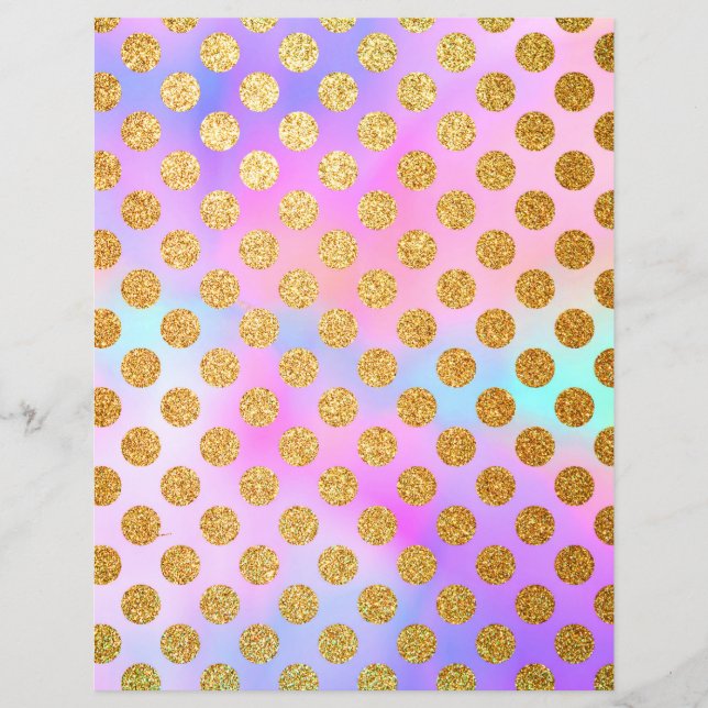 Papel Scrapbook Pastel Dourado para Bolinhas brilh (Frente)
