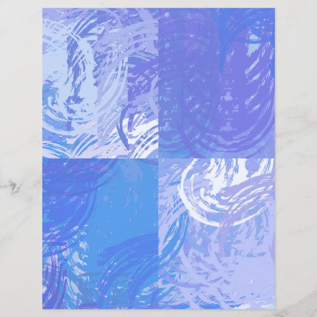 Papel Scrapbook Púrpura, em Turquesa, com abstrato (Frente)