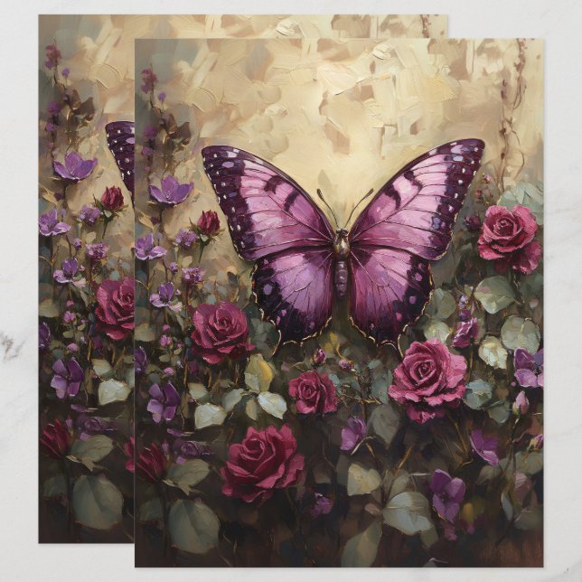 Papel Scrapbook Rosa Bush (Frente/Verso)