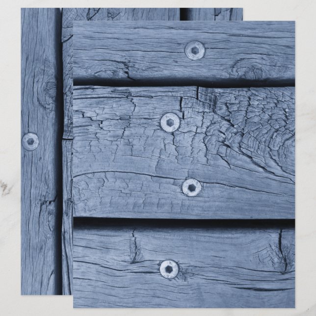 Papel Scrapbook Tábuas de Madeira Fumaçada Azul (Frente/Verso)