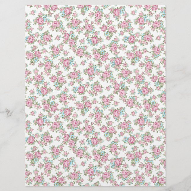 Papel Scrapbook Vintage Pink Rosebud Artes e Artes (Frente)