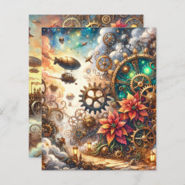 Papel Scrapbook Whimsic Steampunk Poinsettia