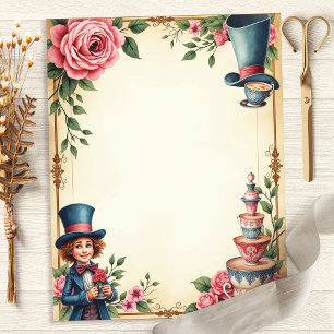 Papel Scrapbook Xícaras de Chá do Chapeleiro Maluc