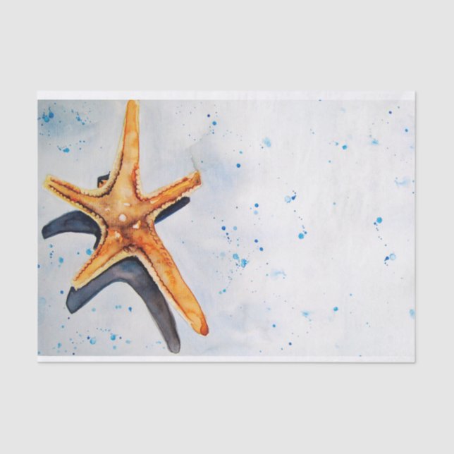 Papel seda con acuarela de estrella de mar (Frente )