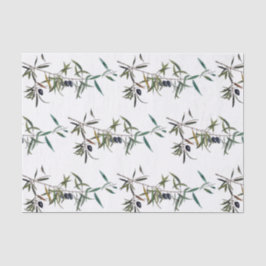 Papel seda con acuarela de rama de olivo