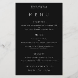 PAPEL | Simples Tipografia Menu Casamento Negro Br