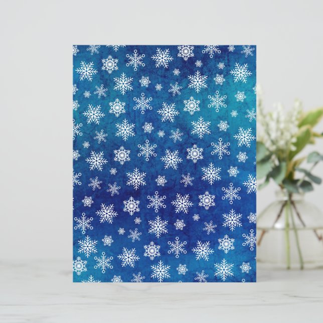 Papel Snowflake em relevo - Azul (Em pé/Frente)