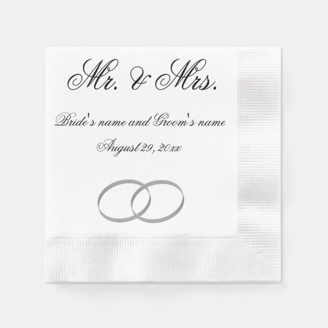Papel Sr. e Sra. guardanapo de casamento - personalizáve (Frente)